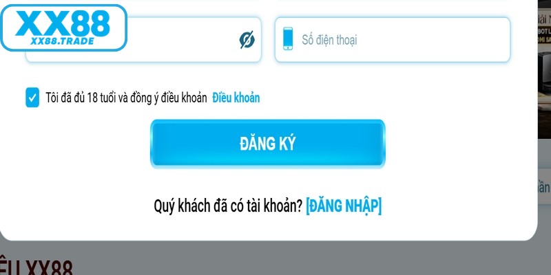 Người chơi muốn đăng ký XX88 bắt buộc phải từ đủ 18 tuổi trở lên 