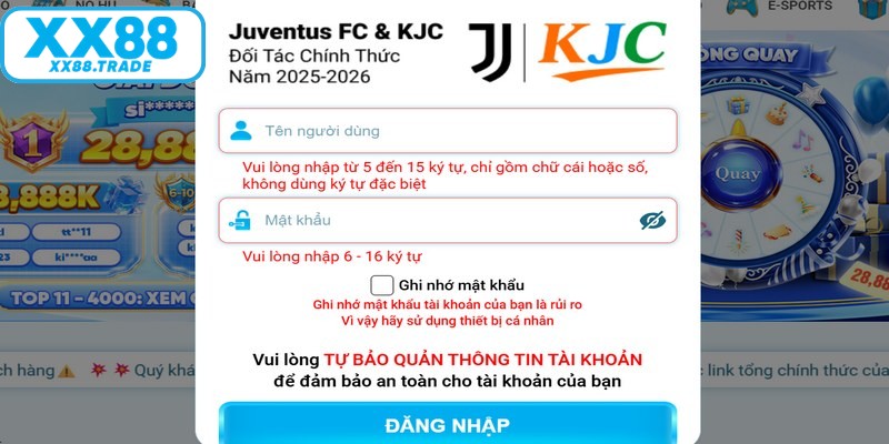 Một vài lưu ý cần nhớ khi thực hiện đăng nhập XX88 