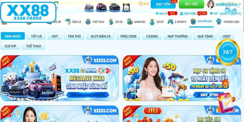 Anh em tham gia khuyến mãi XX88 đơn giản với vài bước 