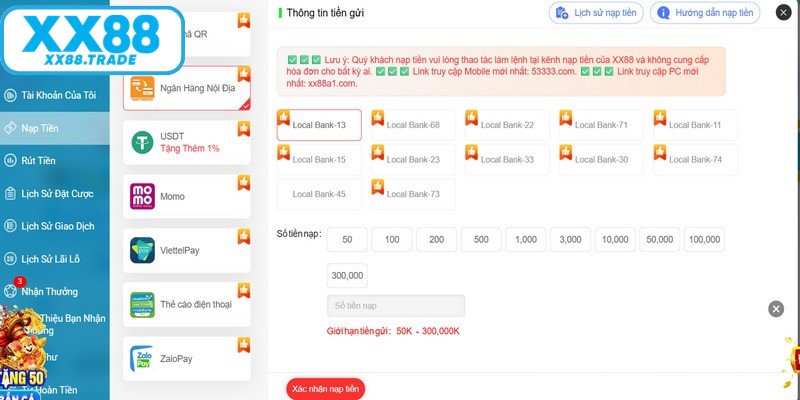 Nạp tiền XX88 được xử lý nhanh chóng, hỗ trợ đa kênh tiện lợi